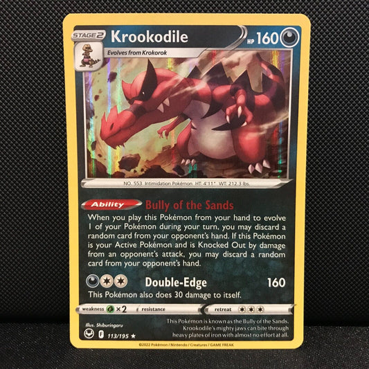 Krookodile Holo 113/195 - Silver Tempest Pokemon Card - NM/Mint