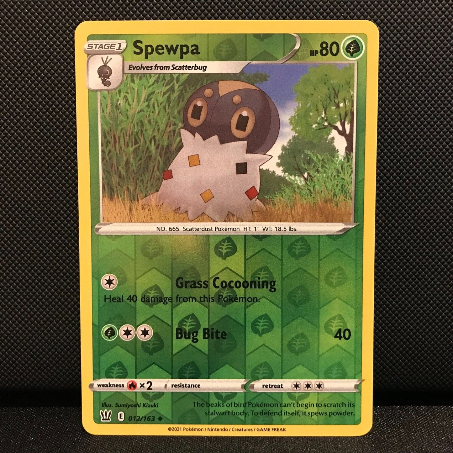Spewpa Reverse Holo 12/163 - Battle Styles Pokemon Card - NM/Mint