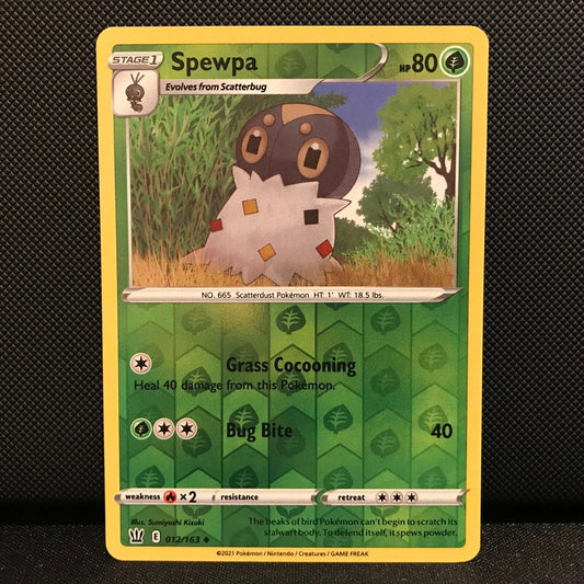 Spewpa Reverse Holo 12/163 - Battle Styles Pokemon Card - NM/Mint