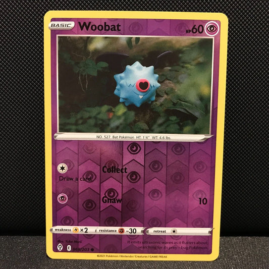 Woobat Reverse Holo 68/203 - Evolving Skies Pokemon Card - NM/Mint