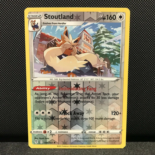 Stoutland Reverse Holo 135/203 - Evolving Skies Pokemon Card - NM/Mint