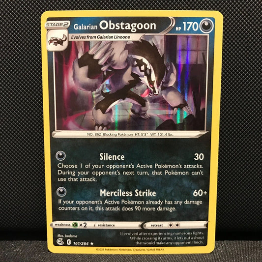 Galarian Obstagoon Holo 161/264 - Fusion Strike Pokemon Card - NM/Mint