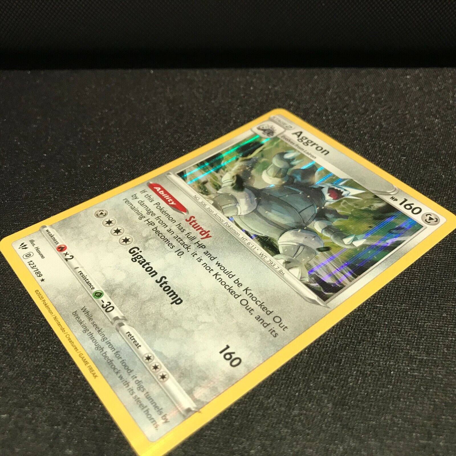 Aggron Holo 123/189 - Darkness Ablaze Pokemon Card - NM/Mint