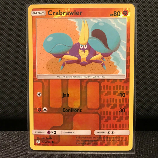 Crabrawler 121/236 Reverse Holo - Cosmic Eclipse Pokemon Card - NM/Mint