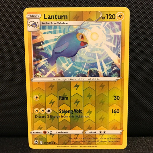 Lanturn Reverse Holo 52/195 - Silver Tempest Pokemon Card - NM/Mint