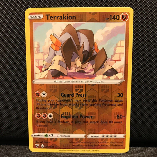 Terrakion Reverse Holo 92/185 - Vivid Voltage Pokemon Card - NM/Mint