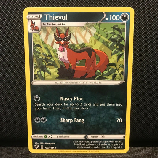 Thievul 113/189 - Darkness Ablaze Pokemon Card - NM/Mint