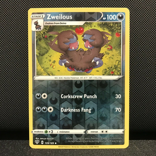 Zweilous Reverse Holo 109/189 - Darkness Ablaze Pokemon Card - NM/Mint