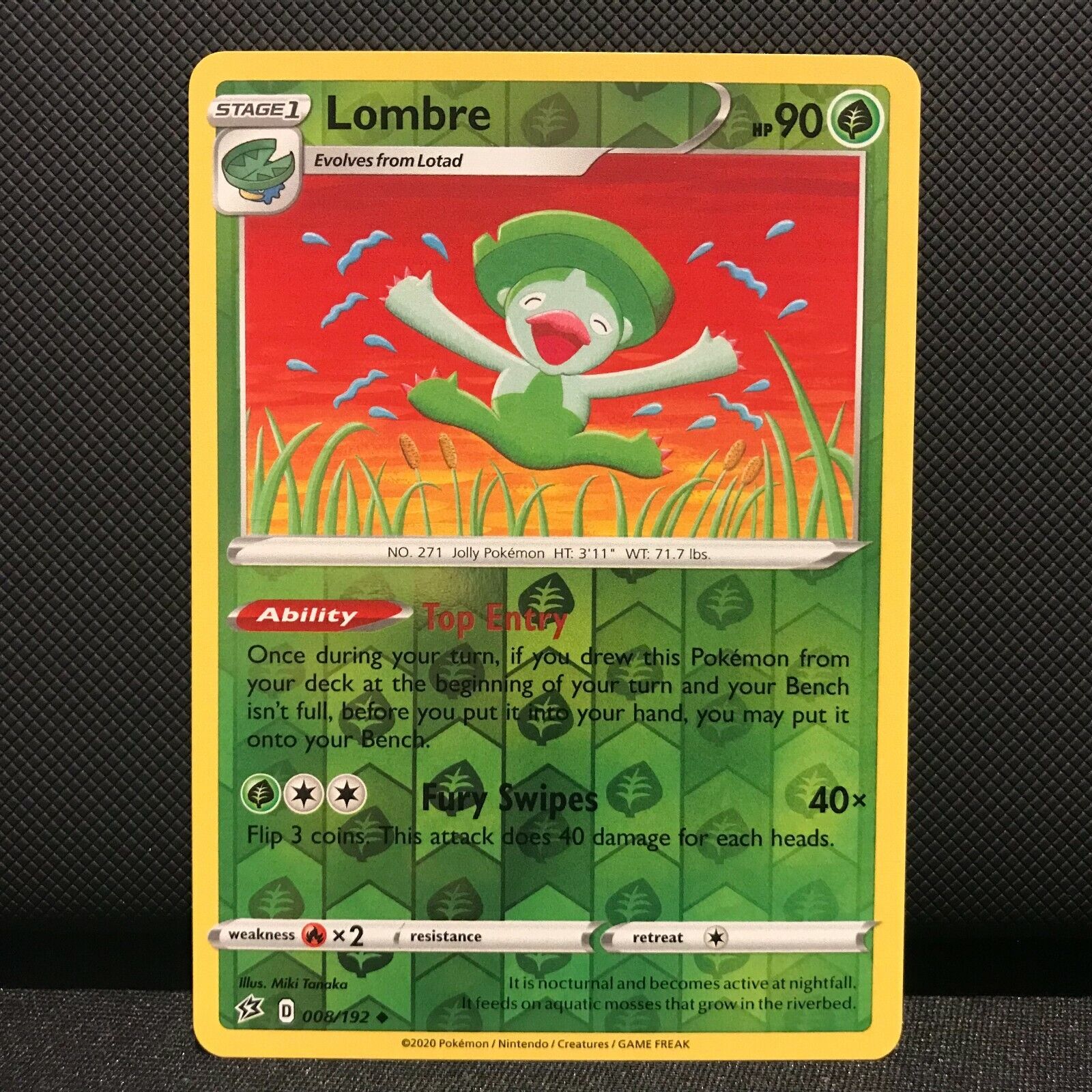 Lombre Reverse Holo 8/192 - Rebel Clash Pokemon Card NM/Mint
