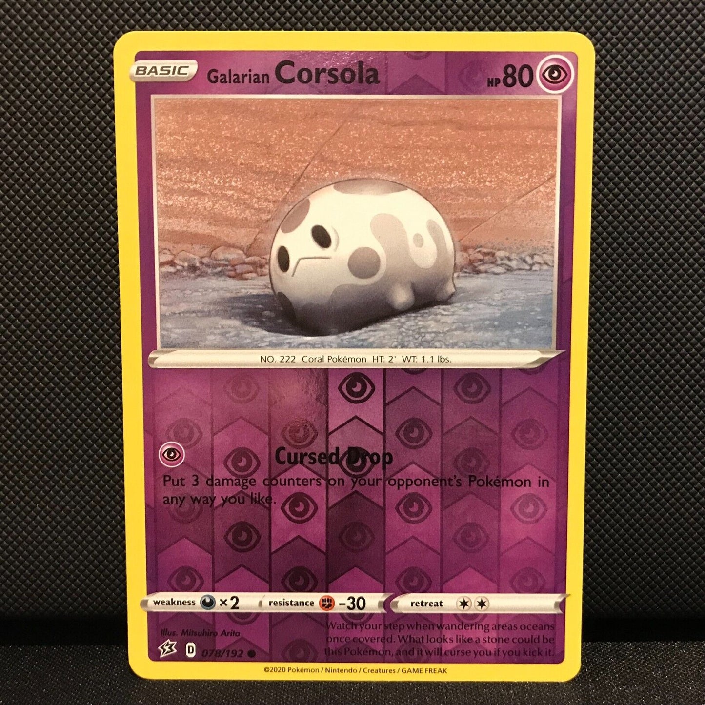 Galarian Corsola Reverse Holo 78/192 - Rebel Clash Pokemon Card - NM/Mint