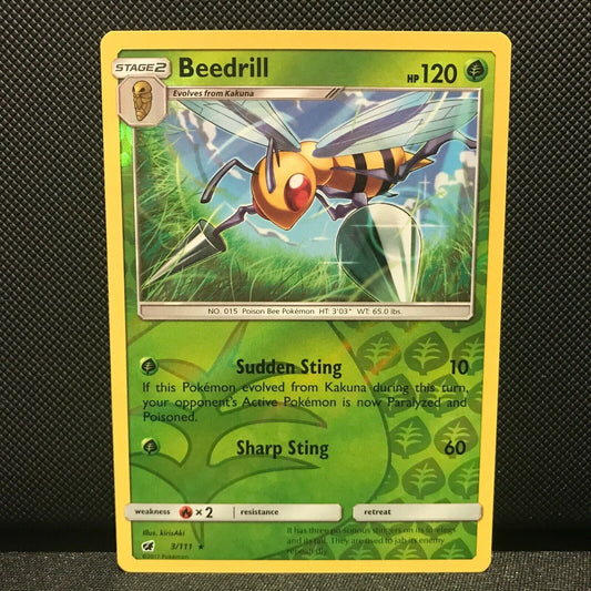 Beedrill Reverse Holo 3/111 - Crimson Invasion Pokemon Card - NM/Mint