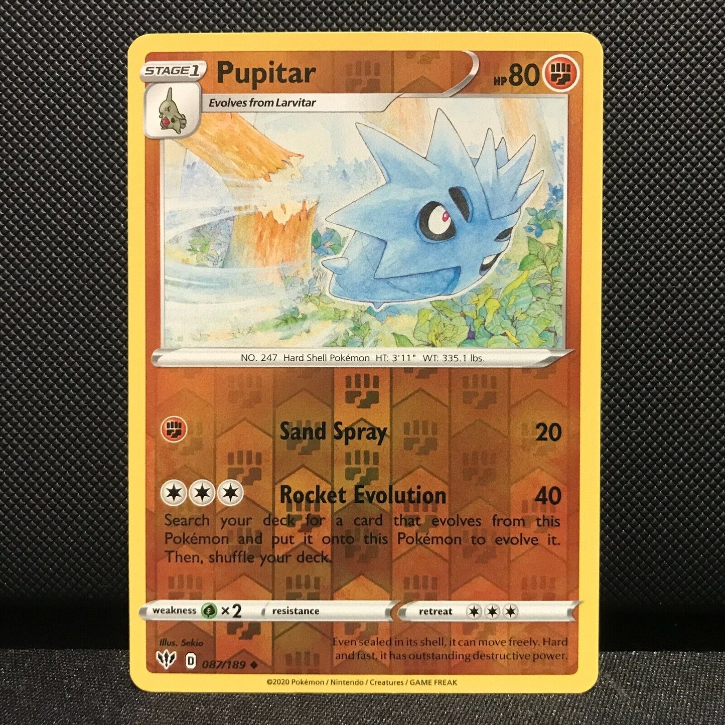 Pupitar Reverse Holo 87/189 - Darkness Ablaze Pokemon Card - NM/Mint