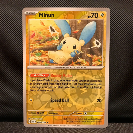 Minun Reverse Holo 061/182 - Paradox Rift Pokemon Card - NM/Mint