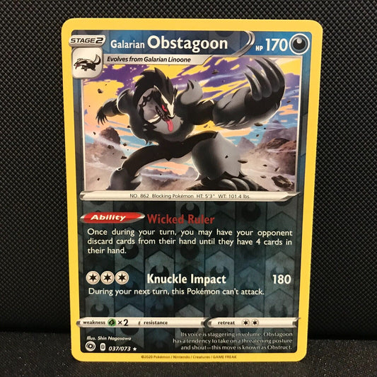 Galarian Obstagoon Reverse Holo 37/73 - Champion's Path Pokemon Card - NM/Mint