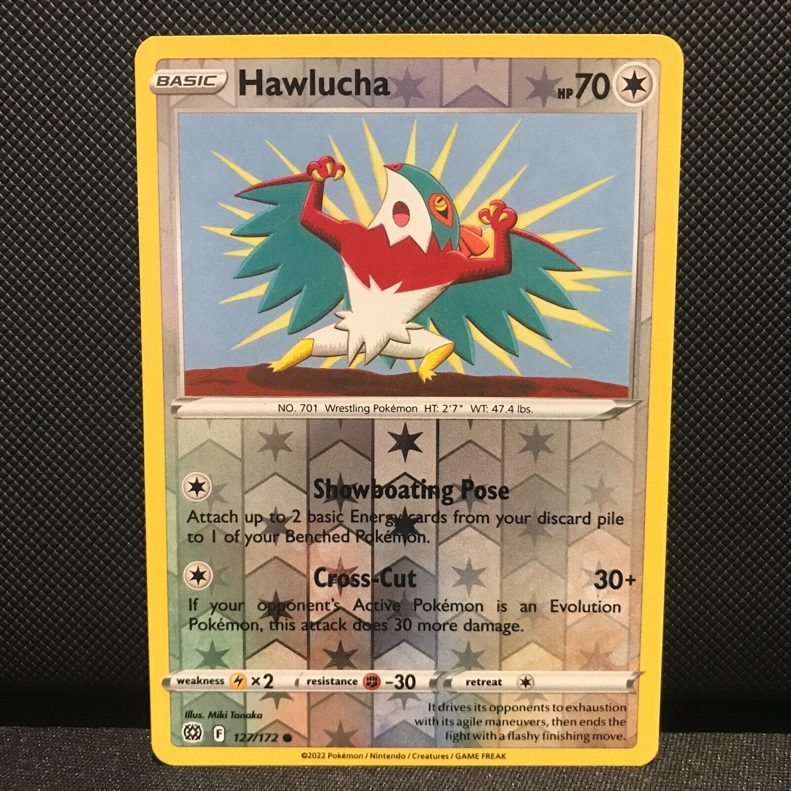 Hawlucha Reverse Holo 127/172 - Brilliant Stars Pokemon Card - NM/Mint