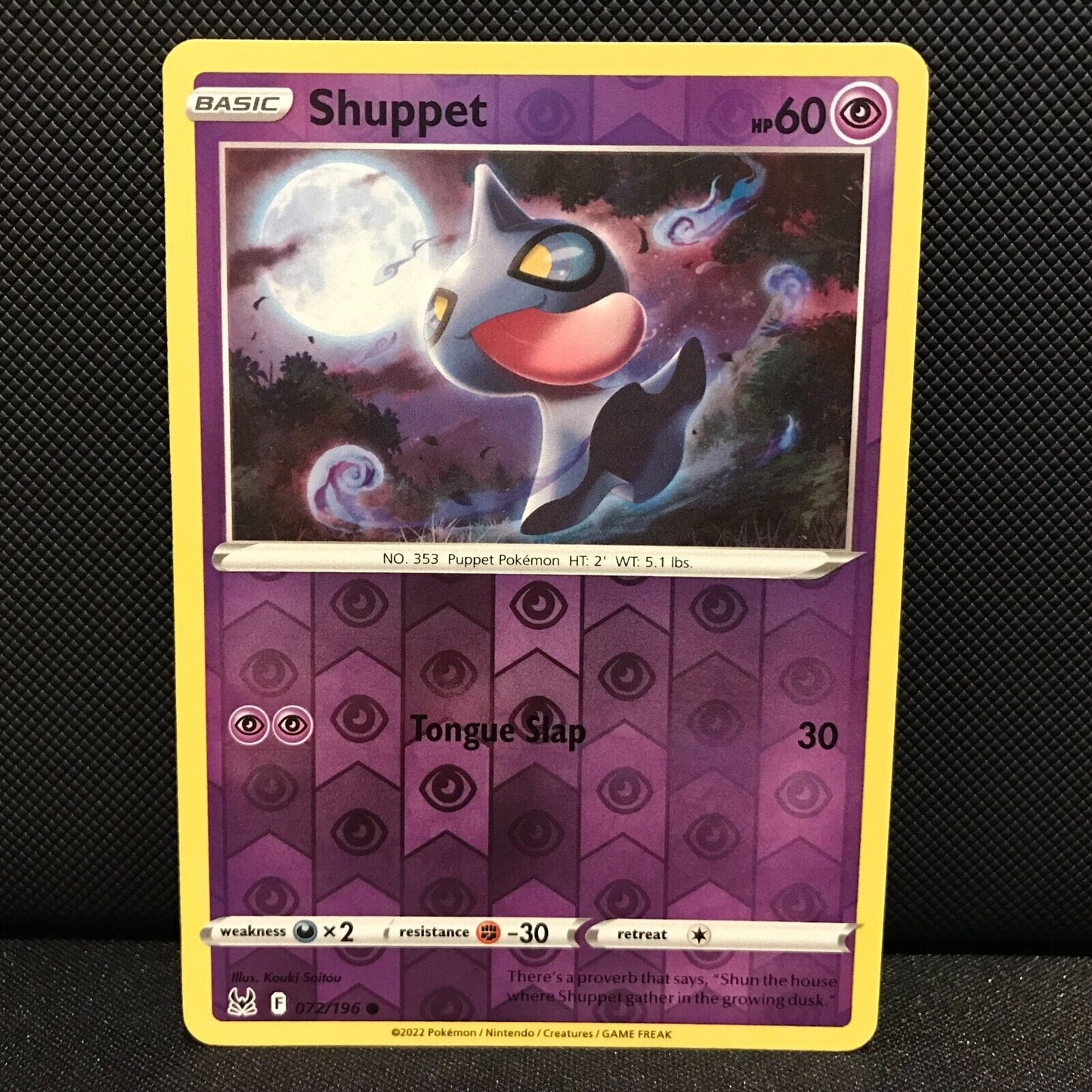 Shuppet Reverse Holo 72/196 - Lost Origin Pokemon Card - NM/Mint