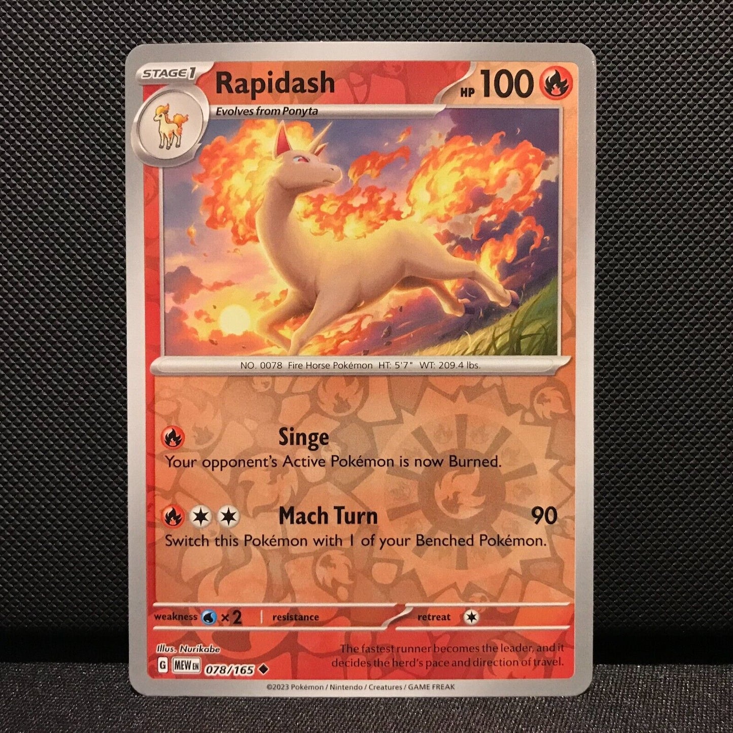 Rapidash Reverse Holo 078/165- Scarlet & Voilet 151 Pokemon Card - NM/Mint