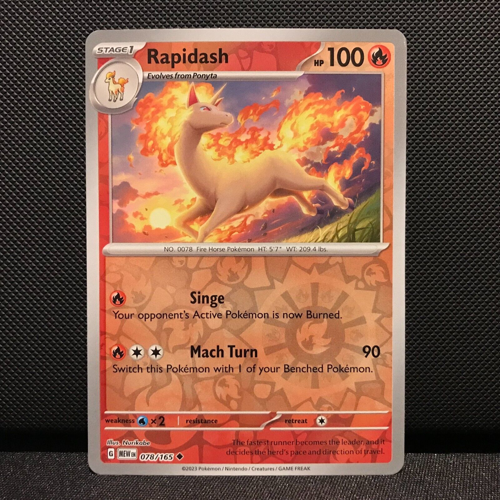 Rapidash Reverse Holo 078/165- Scarlet & Voilet 151 Pokemon Card - NM/Mint
