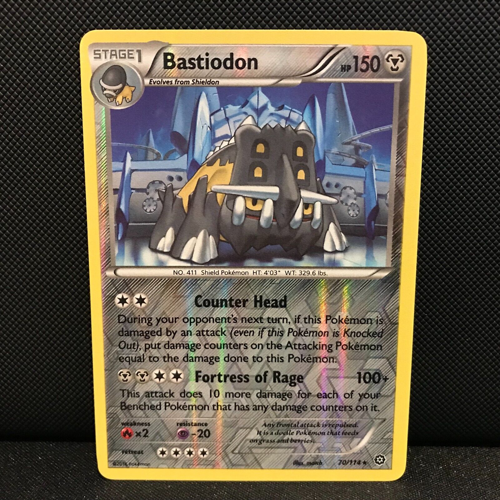 Bastiodon Reverse Holo 70/114 - Steam Siege Pokemon Card - NM/Mint