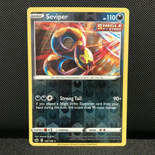 Seviper Reverse Holo 102/198 - Chilling Reign Pokemon Card - NM/Mint