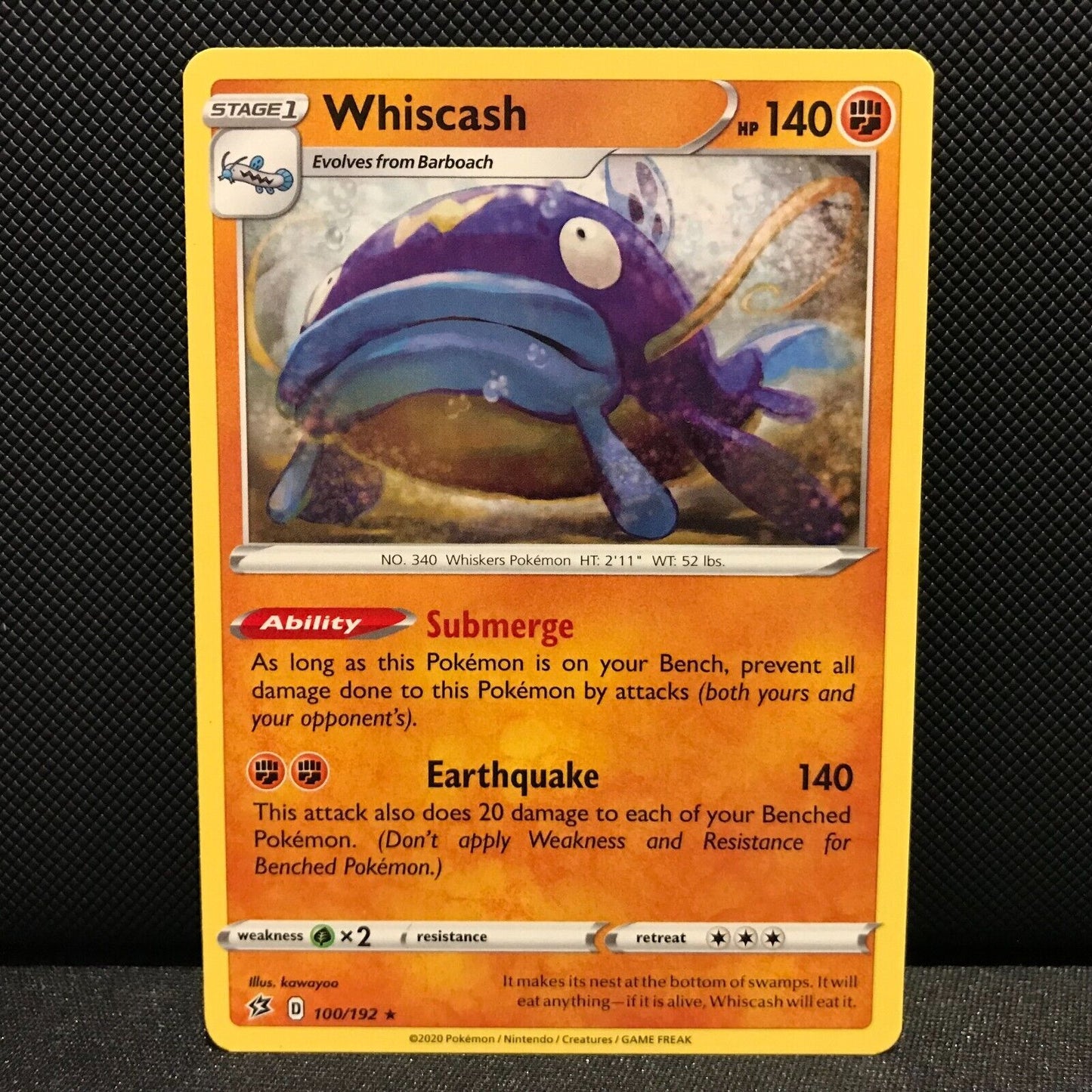 Whiscash 100/192 - Rebel Clash Pokemon Card - NM/Mint