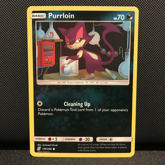 Purrloin Reverse Holo 135/236 - Unified Minds Pokemon Card - NM/Mint