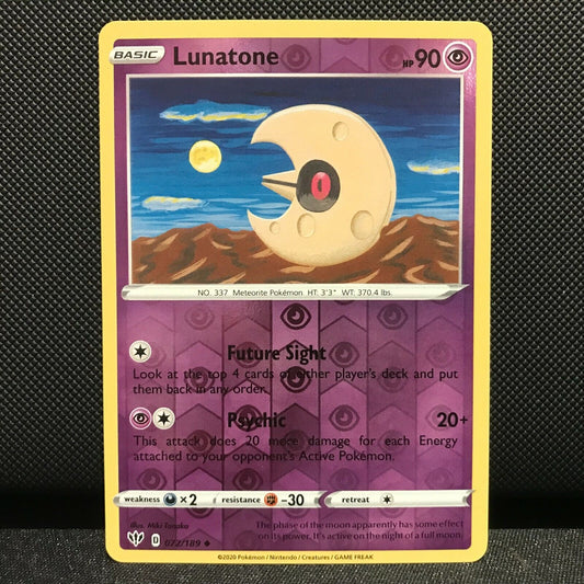 Lunatone Reverse Holo 72/189 - Darkness Ablaze Pokemon Card - NM/Mint