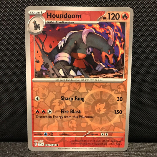 Houndoom Reverse Holo 034/198 - SV1EN Base Set Pokemon Card - NM/Mint