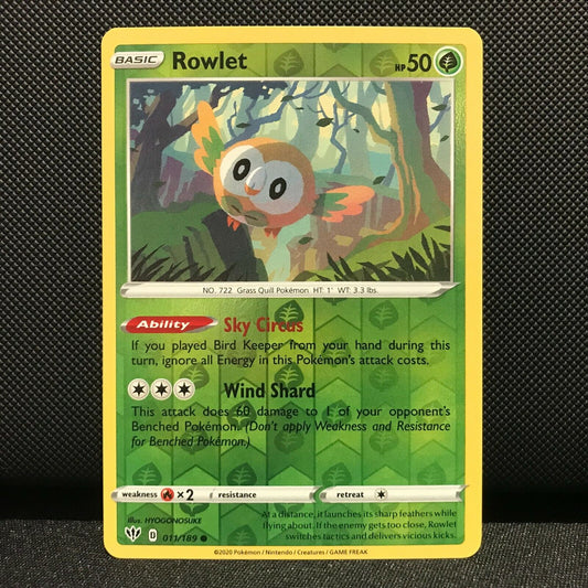 Rowlet Reverse Holo 11/189 - Darkness Ablaze Pokemon Card - NM/Mint