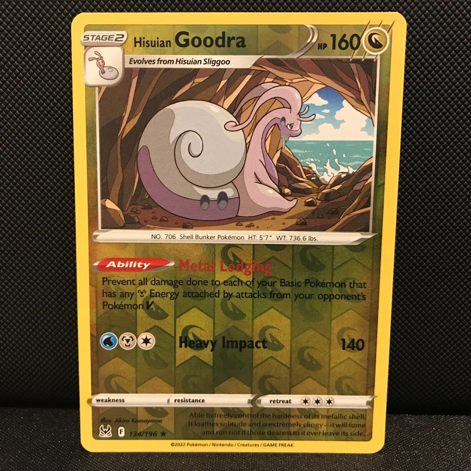 Hisuian Goodra Reverse Holo 134/196 - Lost Origin Pokemon Card - NM/Mint