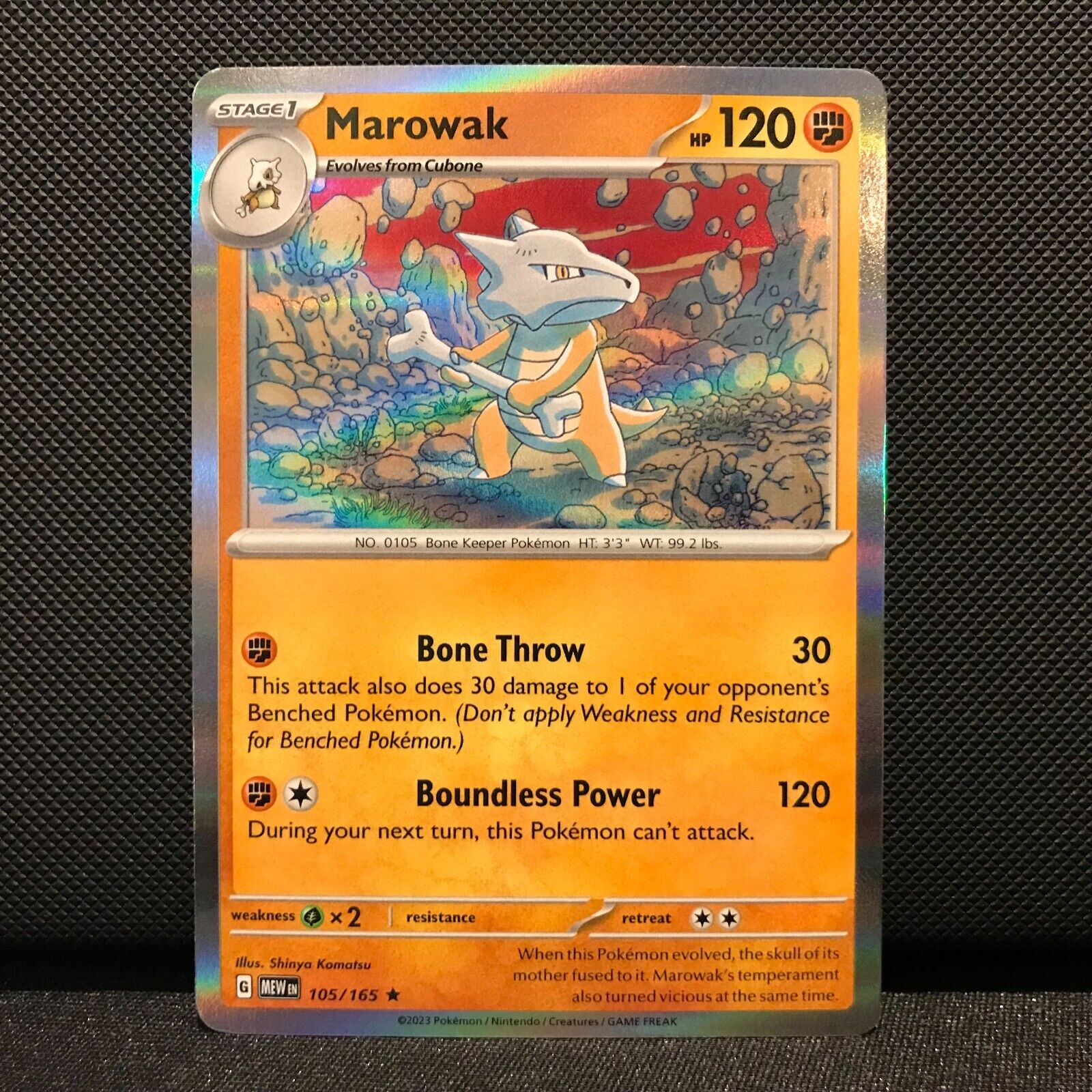 Marowak Holo 105/165- Scarlet & Voilet 151 Pokemon Card - NM/Mint