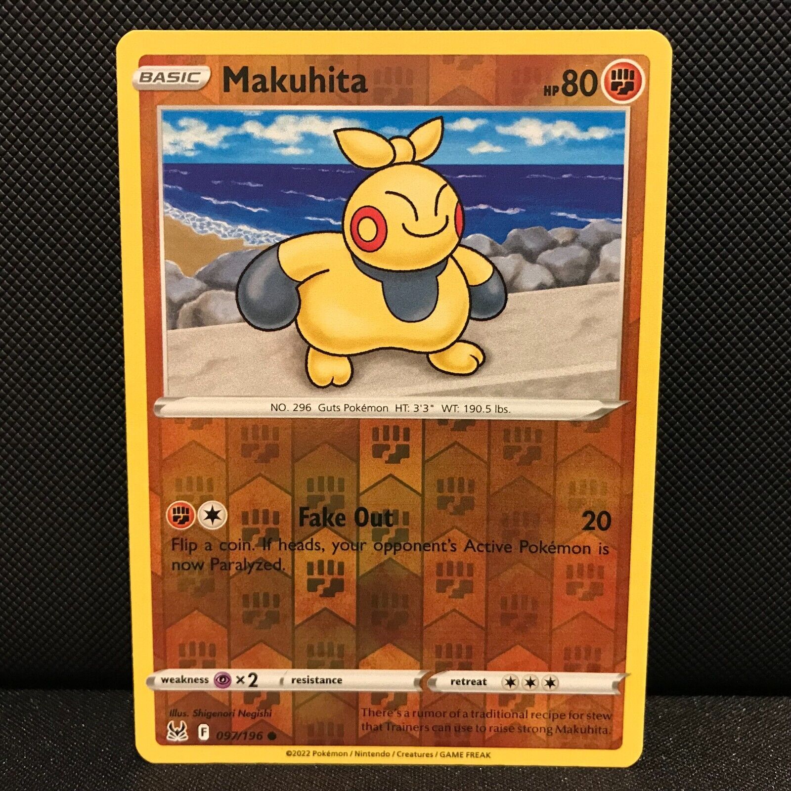 Makuhita Reverse Holo 97/196 - Lost Origin Pokemon Card - NM/Mint