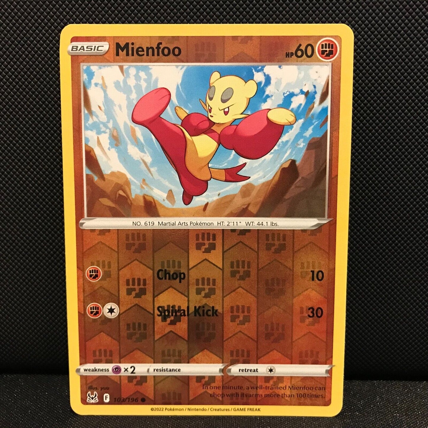 Mienfoo Reverse Holo 103/196 - Lost Origin Pokemon Card - NM/Mint