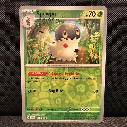 Spewpa Reverse Holo 009/198 - SV1EN Base Set Pokemon Card - NM/Mint