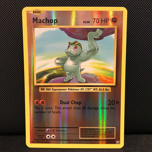 Machop Reverse Holo 57/108 - Evolutions Pokemon Card - NM/Mint