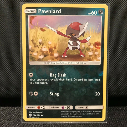 Pawniard 134/236 Reverse Holo - Cosmic Eclipse Pokemon Card - NM/Mint