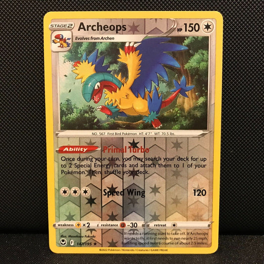 Archeops Reverse Holo 147/195 - Silver Tempest Pokemon Card - NM/Mint
