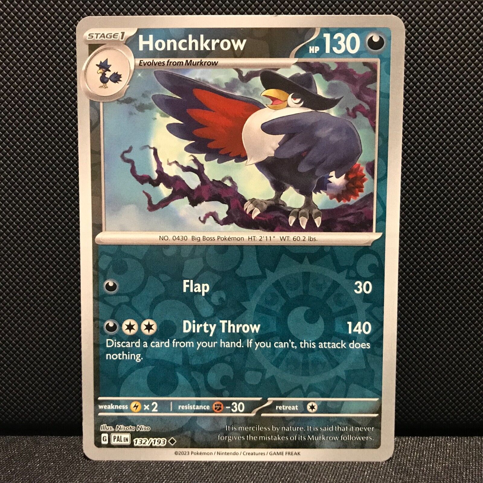 Honchkrow Reverse Holo 132/193 - SV2 Paldea Evolved Pokemon Card - NM/Mint