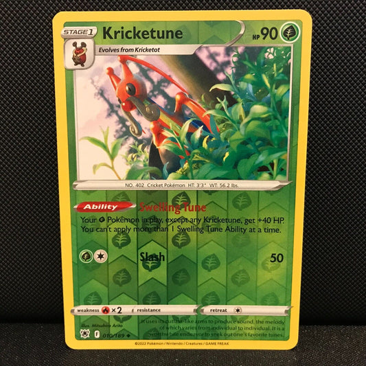 Kricketune Reverse Holo 10/189 - Astral Radiance Pokemon Card - NM/Mint