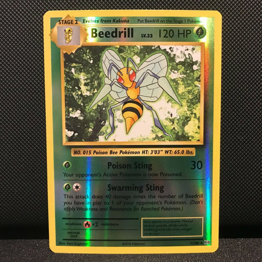 Beedrill Reverse Holo 7/108 - Evolutions Pokemon Card - NM/Mint