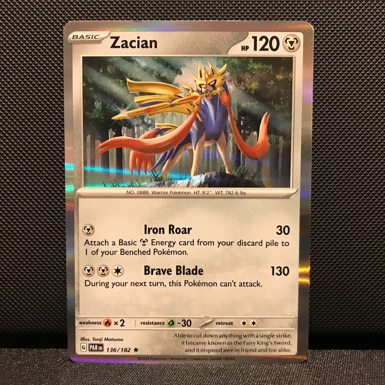 Zacian Holo 136/182 - Paradox Rift Pokemon Card - NM/Mint