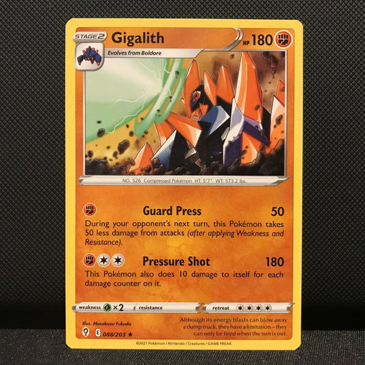 Gigalith 88/203 - Evolving Skies Pokemon Card - NM/Mint