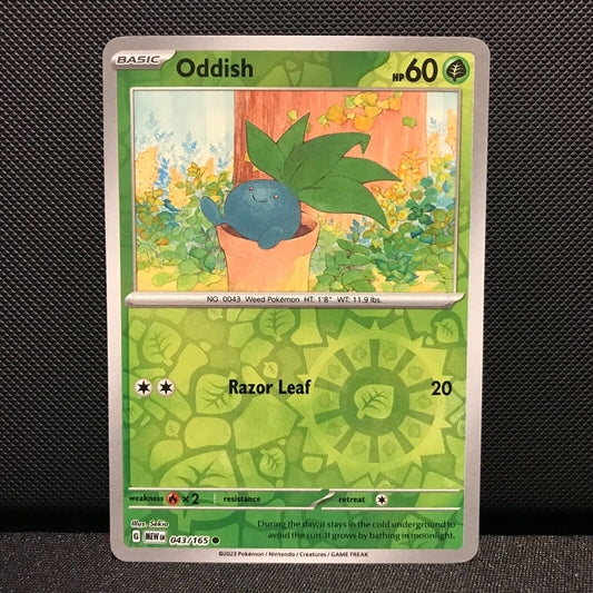 Oddish Reverse Holo 043/165- Scarlet & Voilet 151 Pokemon Card - NM/Mint