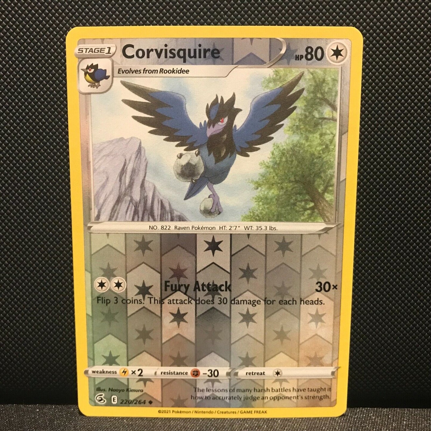 Corvisquire Reverse Holo 220/264 - Fusion Strike Pokemon Card - NM/Mint