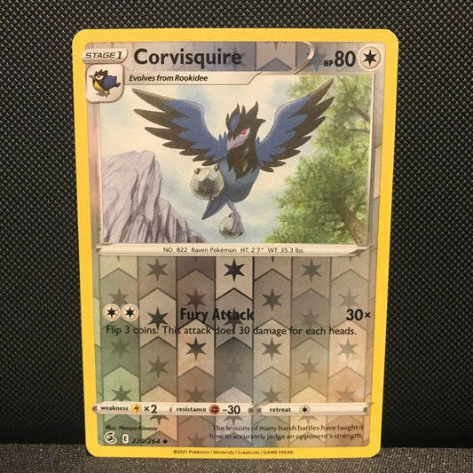 Corvisquire Reverse Holo 220/264 - Fusion Strike Pokemon Card - NM/Mint