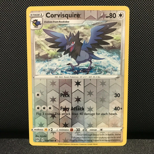 Corvisquire Reverse Holo 155/189 - Darkness Ablaze Pokemon Card - NM/Mint