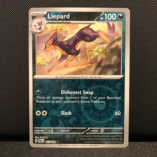 Liepard Reverse Holo 115/182 - Paradox Rift Pokemon Card - NM/Mint