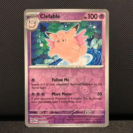 Clefable Reverse Holo 036/165- Scarlet & Voilet 151 Pokemon Card - NM/Mint