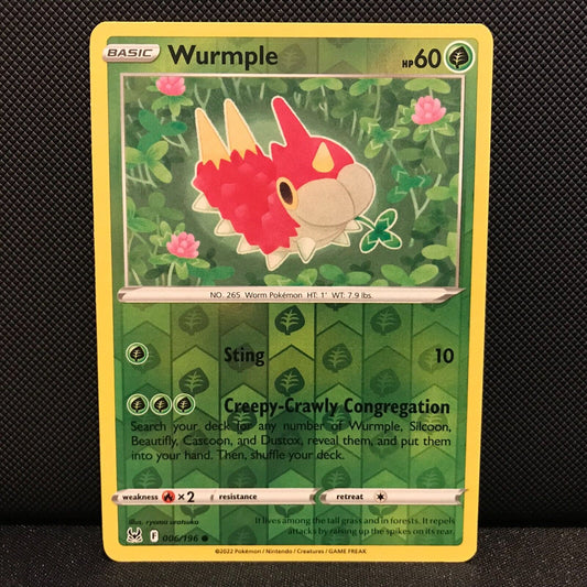 Wurmple Reverse Holo 6/196 - Lost Origin Pokemon Card - NM/Mint