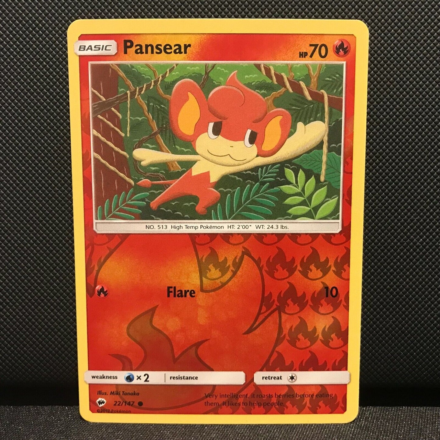 Pansear Reverse Holo 22/147- Burning Shadows Pokemon Card - NM/Mint